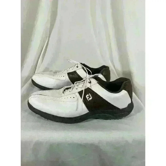 FootJoy Mens Golf Shoes 11M Greenjoy Soft Spike White/Brown Leather 45311 - Picture 4 of 6